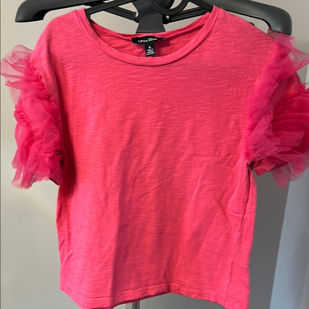 by Lea & viola   Pink Ruffle Sleeve Top